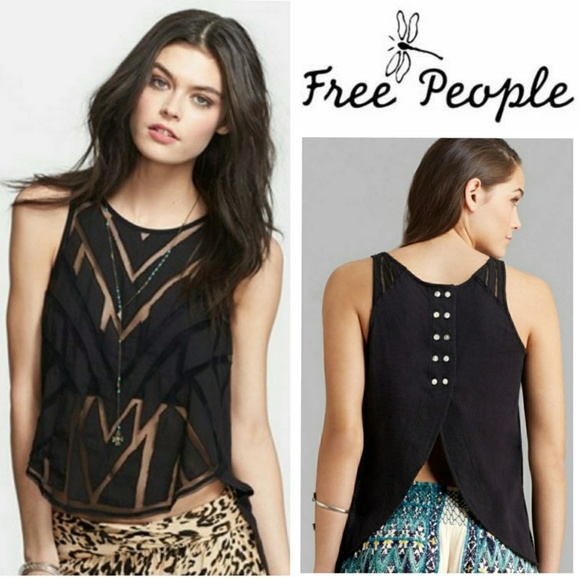 Free People Tops - Free People Ethereal Daze Ginger Sheer Panel Top